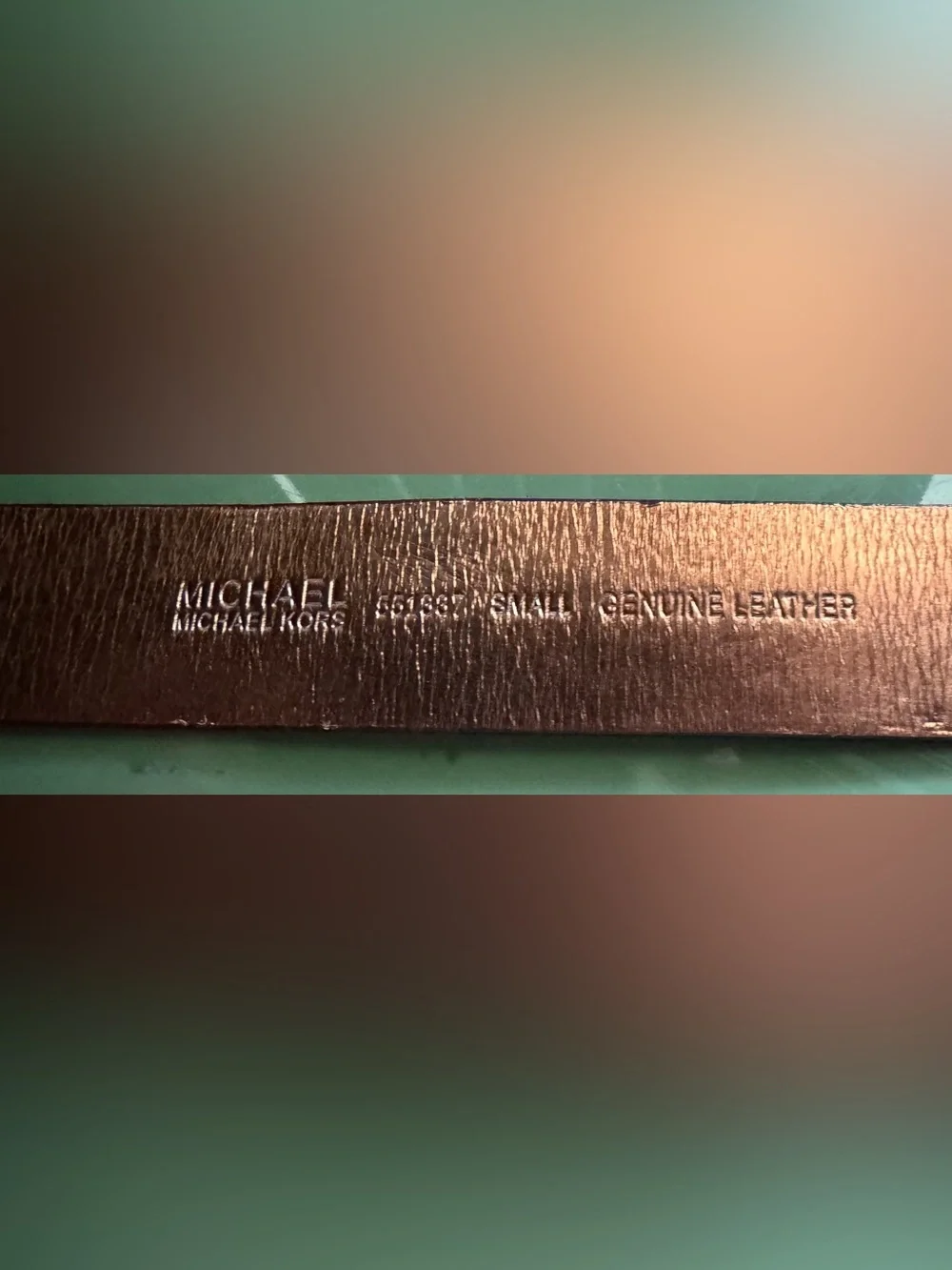Michael Kors  Brown Leather Belt with Gold MK Circle Buckle